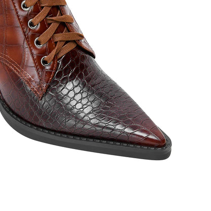 Western-inspired lace-up block heel boots for women | Izzy Ryder