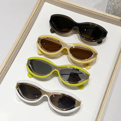 Bold sculpted oval frame UV protection sunglasses for women | Zephira