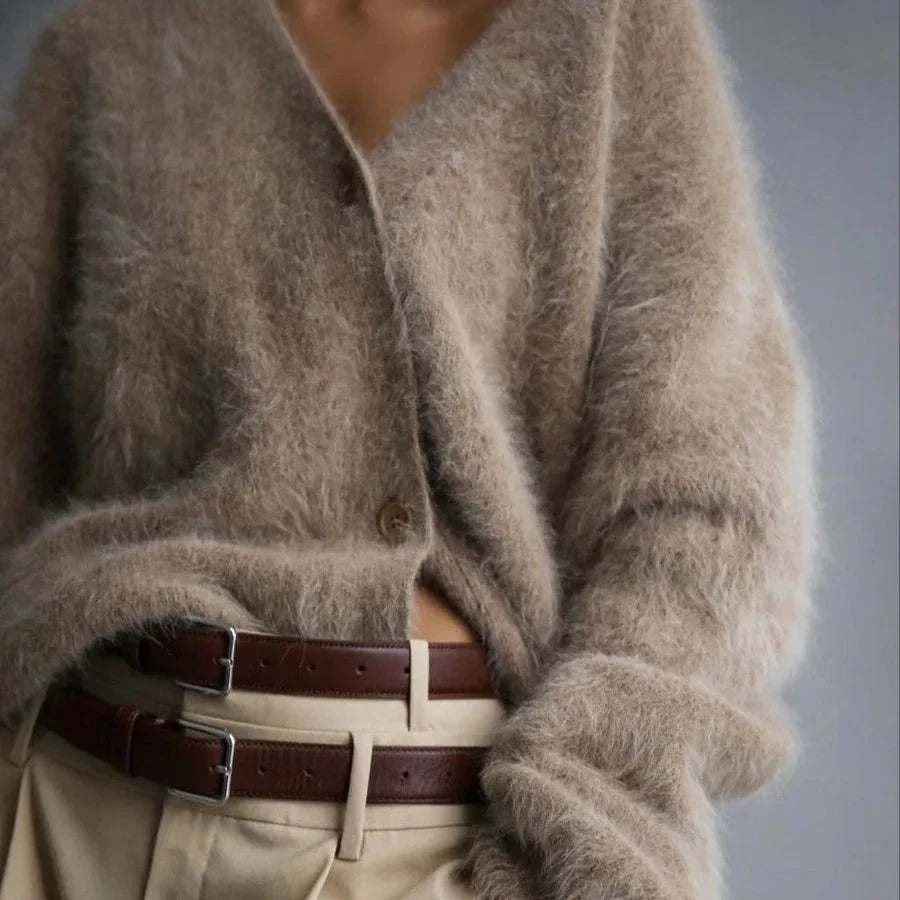 Single-breasted soft knit cardigan for women | Helena Prestige