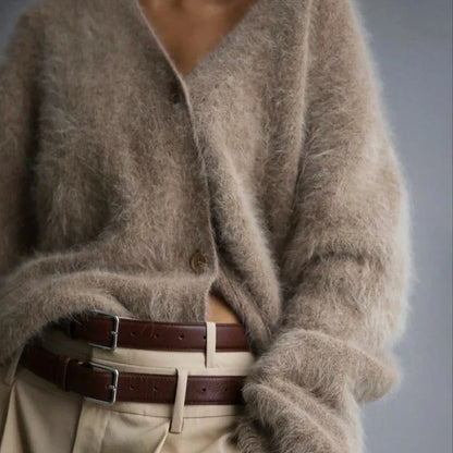 Single-breasted soft knit cardigan for women | Helena Prestige