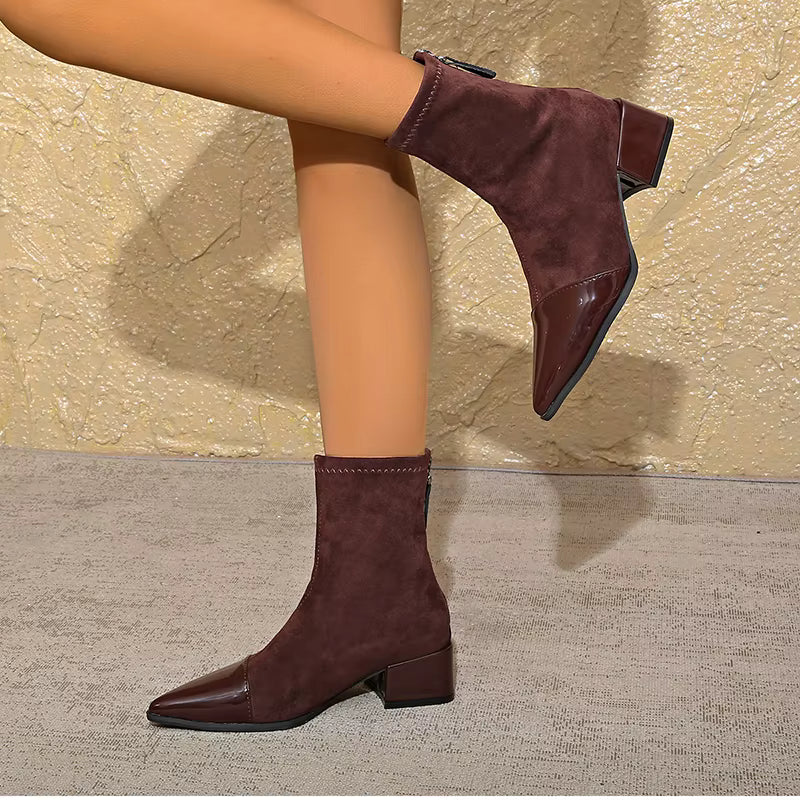 Elegant block-heel suede ankle boots for women | Gracia -13