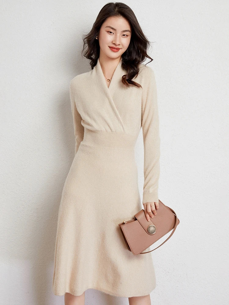 Ultrasoft wrap midi dress with long sleeves for women | Matilda Étoile