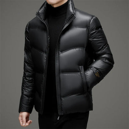 High-gloss insulated hooded winter jacket for men | Lorne Glacier
