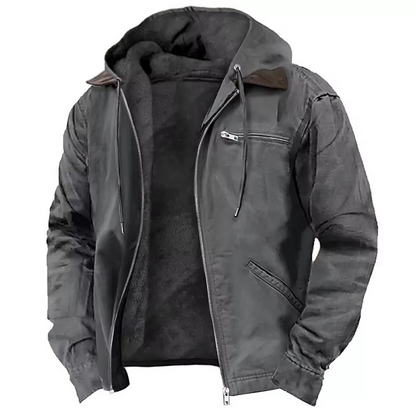 Heavyweight hooded workwear jacket with relaxed fit for men | Grayson