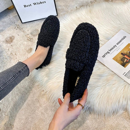 Warm slip on loafers with non slip sole for women | Mirella