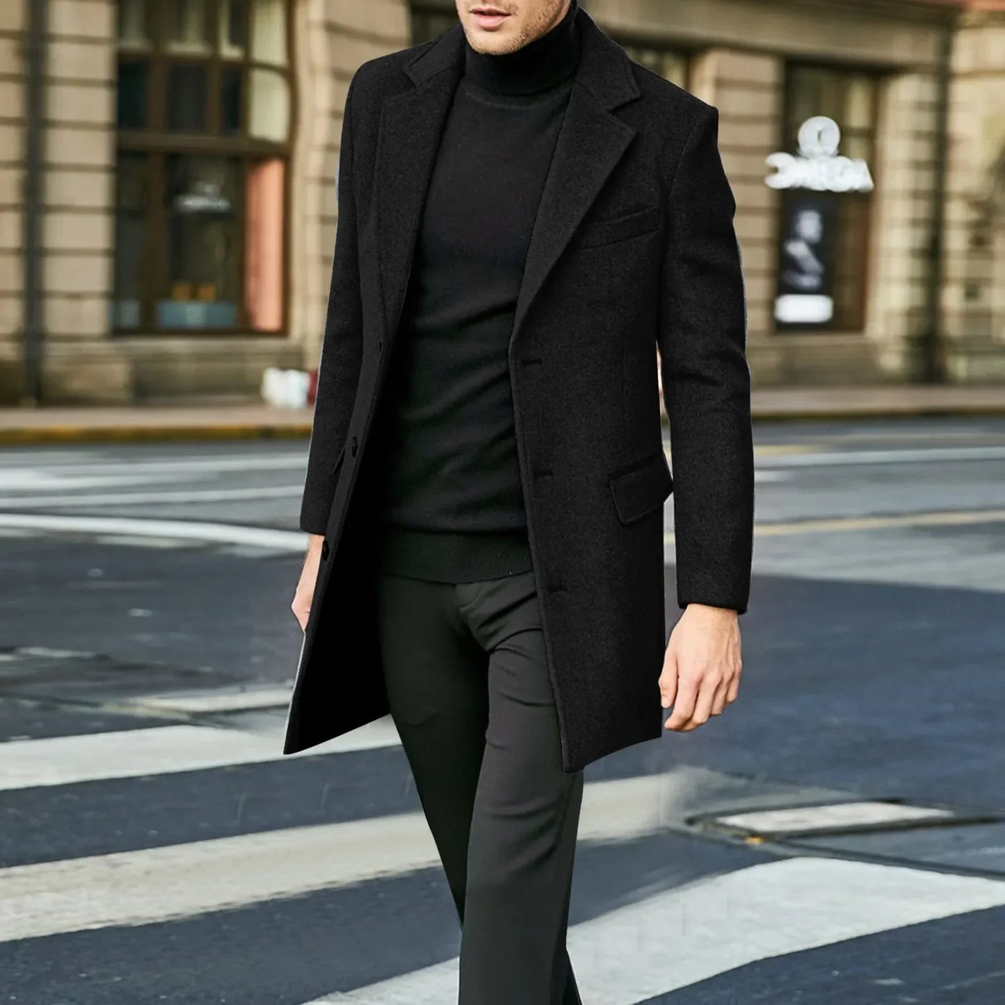 Tailored longline coat with hidden closure for men | London Exchange