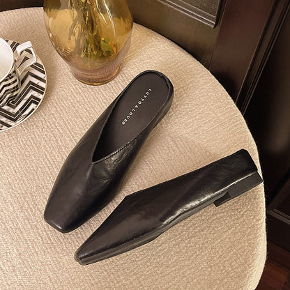 Lightweight flattering vegan leather slip-on flats for women | Vale -3