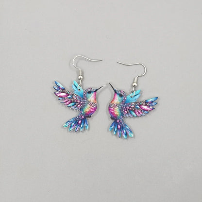 Stained glass hummingbird enamel earrings for women | Aurora Finch