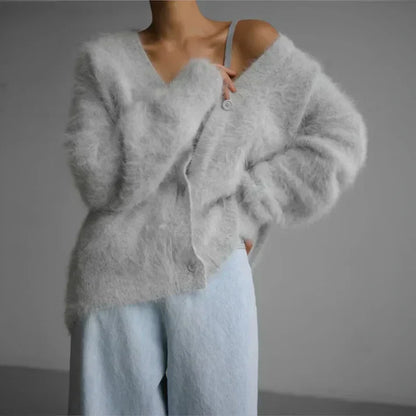 Elegant relaxed cashmere cardigan for women | Ella -4