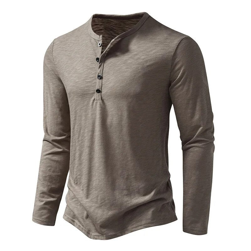Slim soft cotton classic henley top for men | Dixon -2