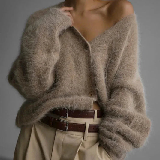 Single-breasted soft knit cardigan for women | Helena Prestige