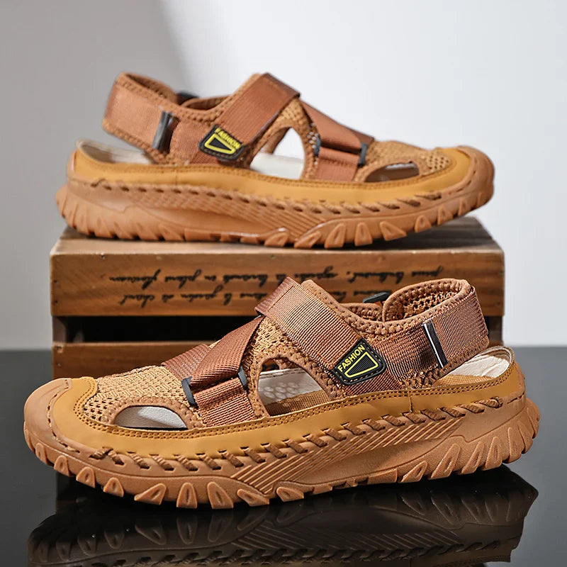 Closed toe hiking sandals with breathable mesh upper for men | Tavros