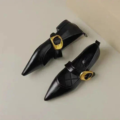Pointed Toe Buckle Detail Flat Shoes for women | Corinne