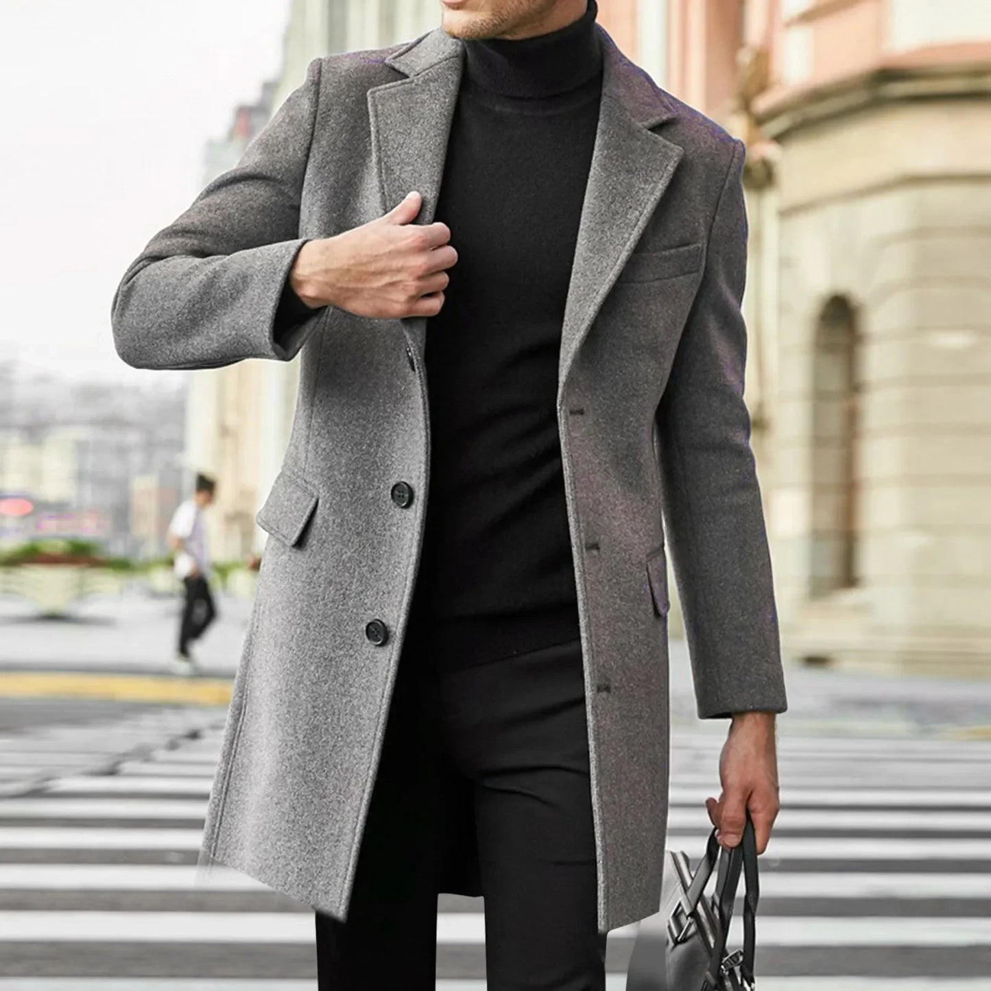 Tailored longline coat with hidden closure for men | London Exchange
