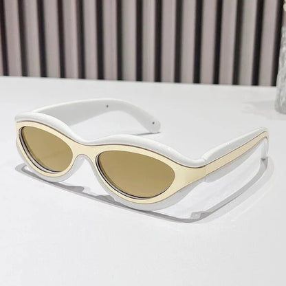 Bold sculpted oval frame UV protection sunglasses for women | Zephira