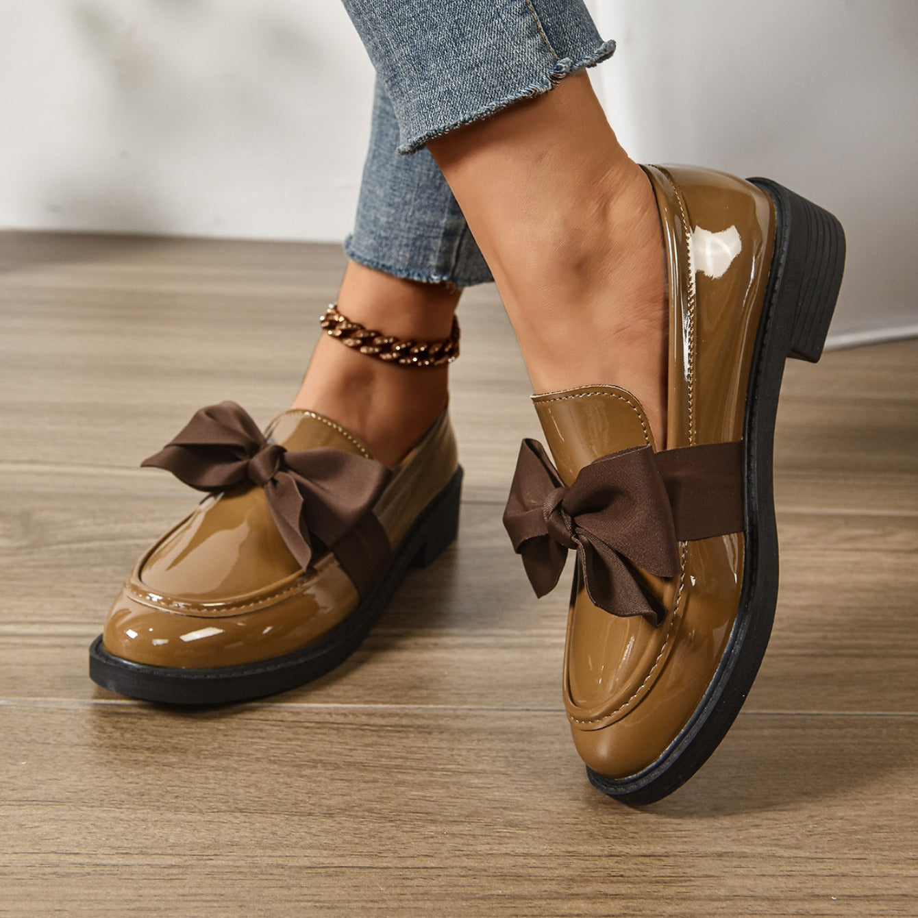 Classic Bow Detail Platform Loafers for women | Mirel