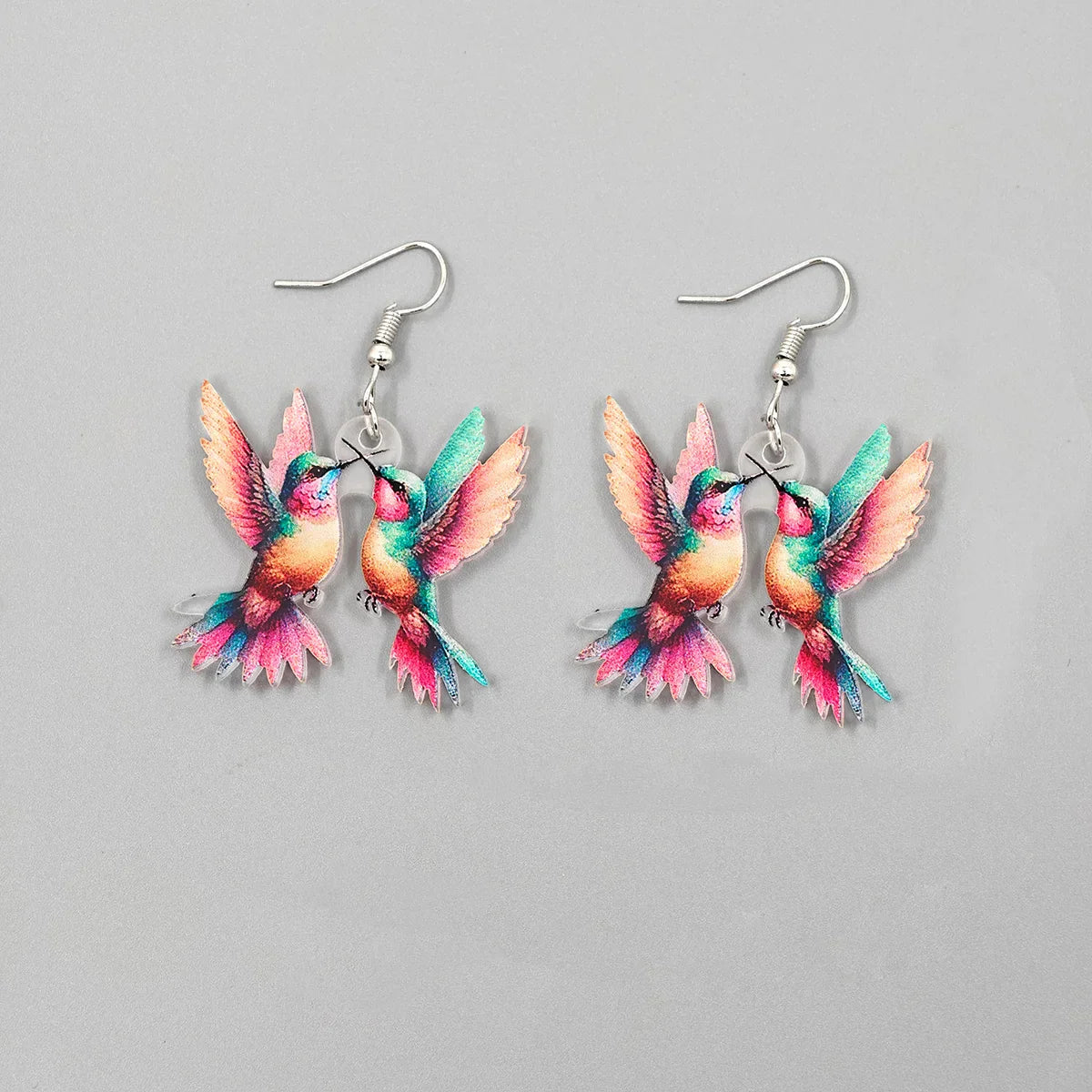 Stained glass hummingbird enamel earrings for women | Aurora Finch