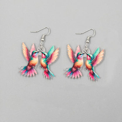 Stained glass hummingbird enamel earrings for women | Aurora Finch
