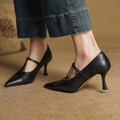 Pointed Toe Buckle Strap Stiletto Heels for women | Alessandra