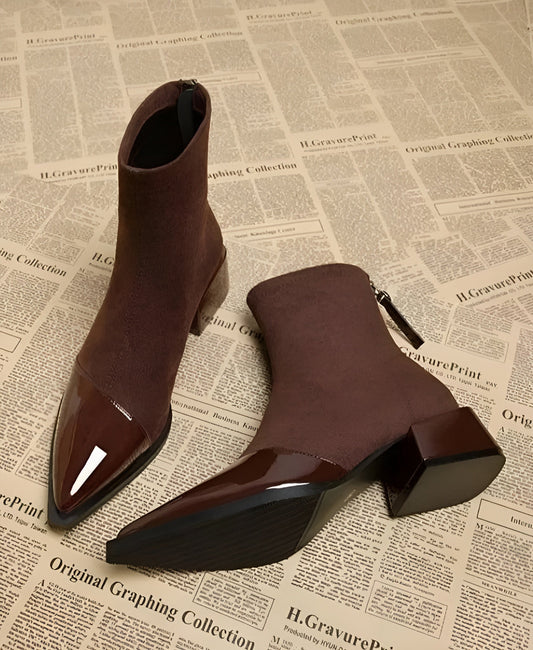 Elegant block-heel suede ankle boots for women | Gracia -1