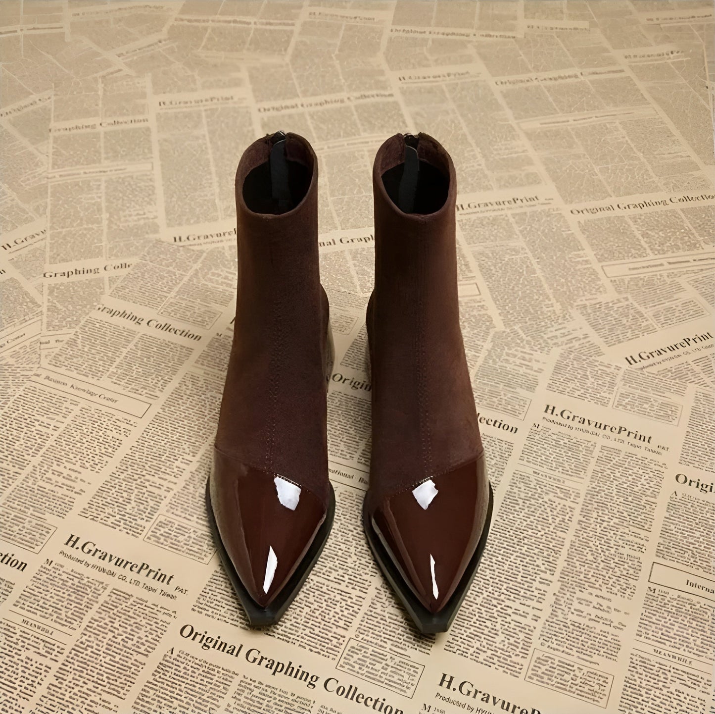 Elegant block-heel suede ankle boots for women | Gracia -4