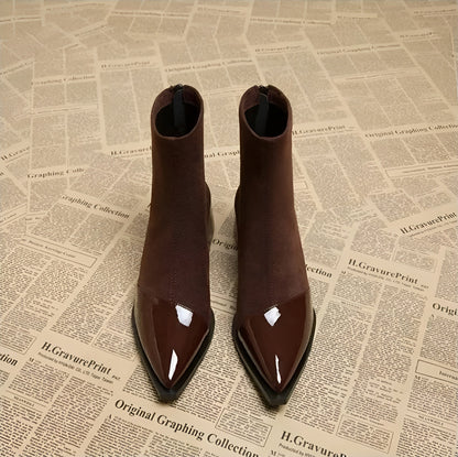 Elegant block-heel suede ankle boots for women | Gracia -4