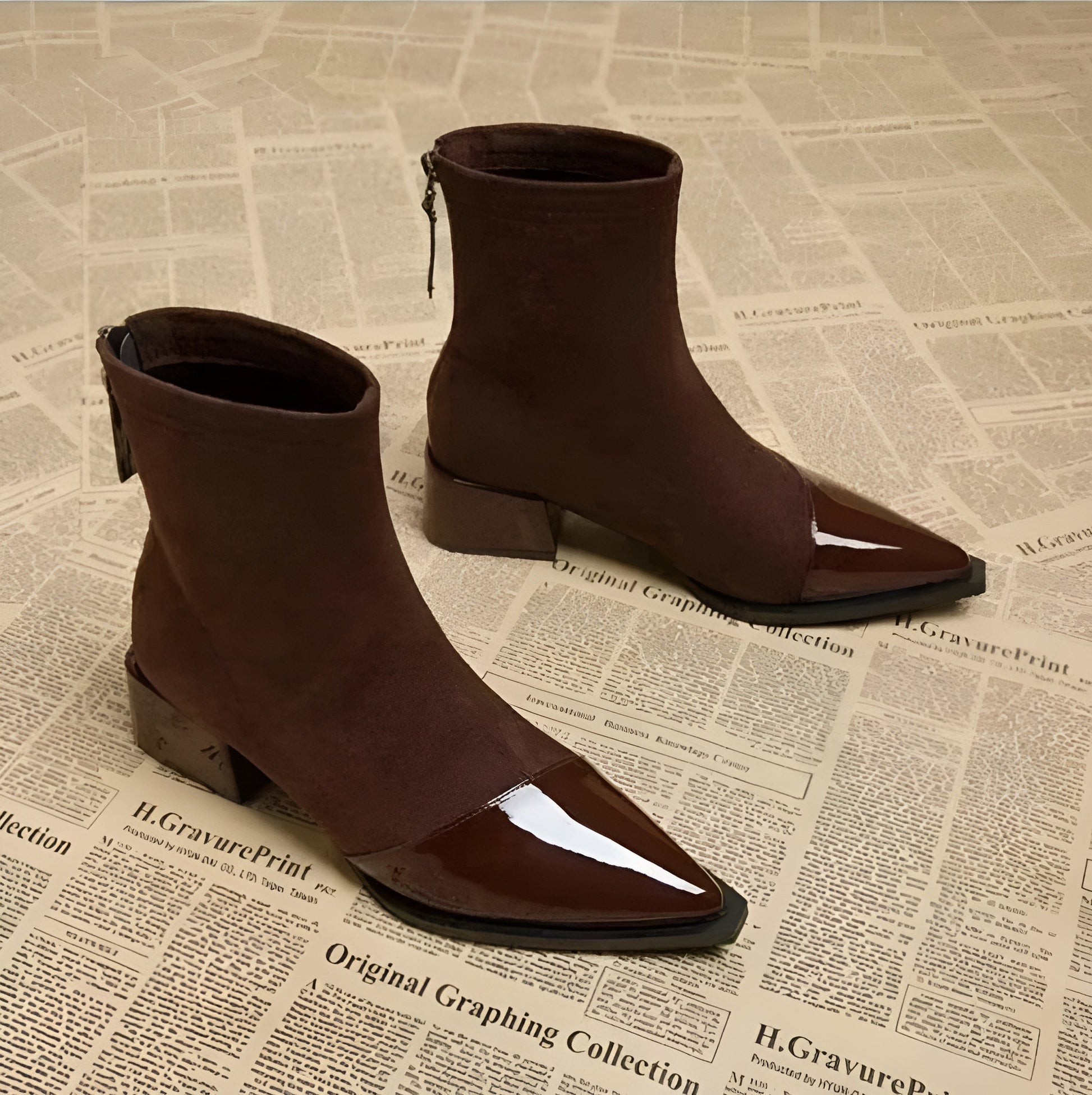 Elegant block-heel suede ankle boots for women | Gracia -7