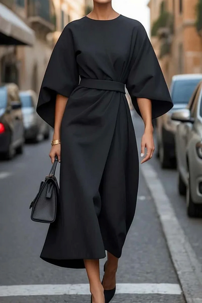 Elegant lantern-sleeve fitted dress for women | Louise -4