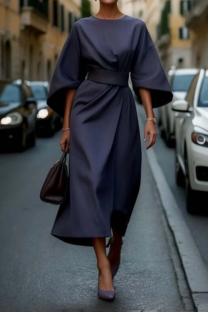 Elegant lantern-sleeve fitted dress for women | Louise -2