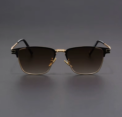 Polarized half-frame sunglasses with ergonomic fit for men | Voltage Retros