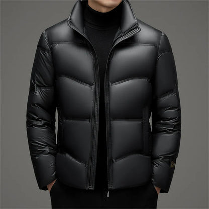 High-gloss insulated hooded winter jacket for men | Lorne Glacier