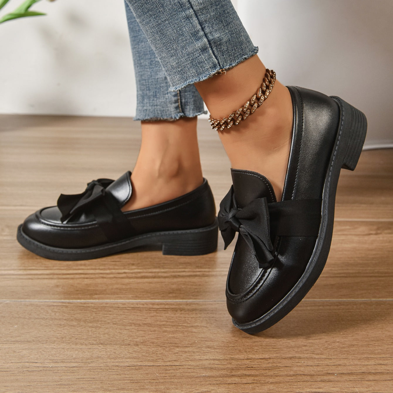 Classic Bow Detail Platform Loafers for women | Mirel
