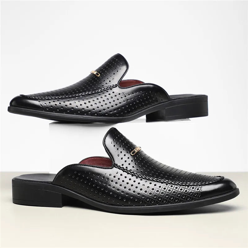 Classic genuine leather slip-on slides for men | Capri -12