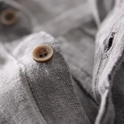 Classic breathable long-sleeve linen shirt for men | Pacific -6