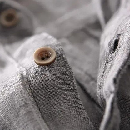 Classic breathable long-sleeve linen shirt for men | Pacific -6