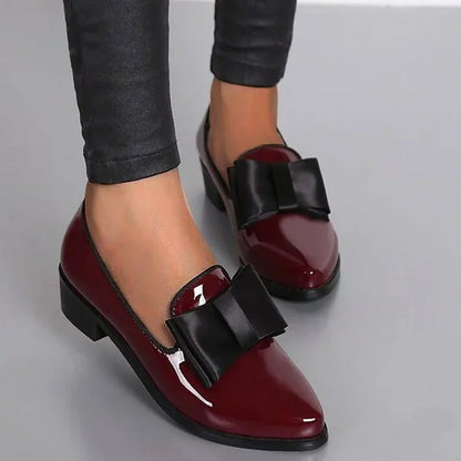 Pointed toe bow detail low heel shoes for women | Penelope Noir