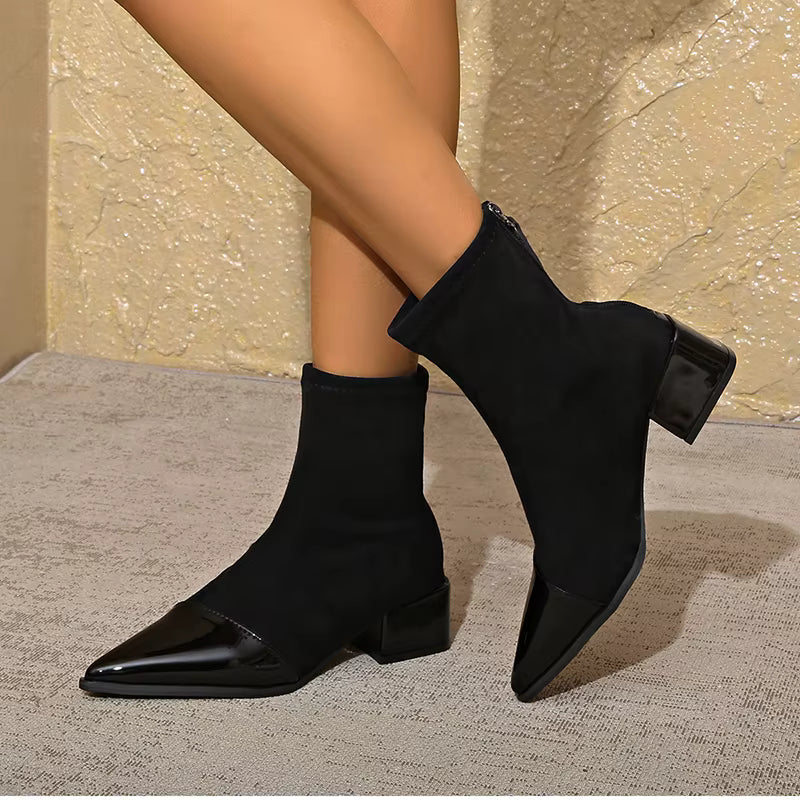 Elegant block-heel suede ankle boots for women | Gracia -11