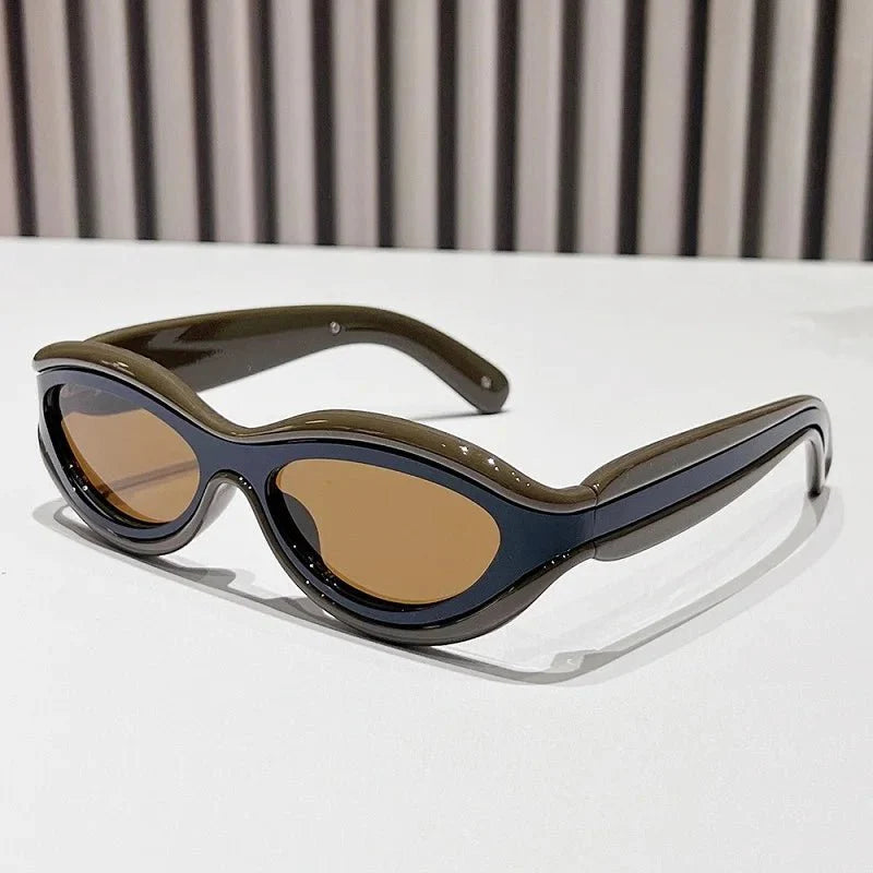 Bold sculpted oval frame UV protection sunglasses for women | Zephira