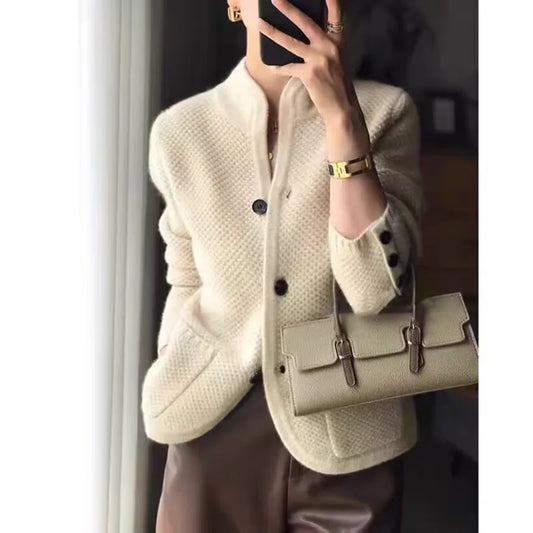Half-neck tailored knit cardigan for men | Grace Élise