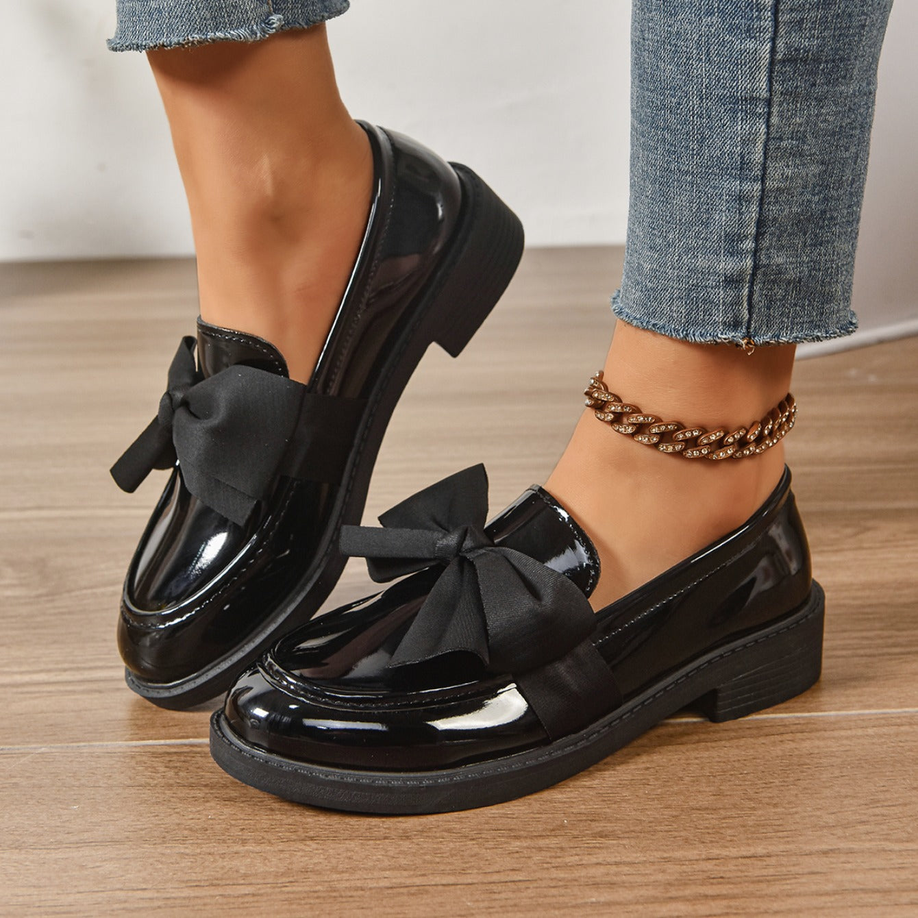 Classic Bow Detail Platform Loafers for women | Mirel