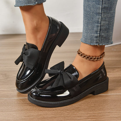 Classic Bow Detail Platform Loafers for women | Mirel