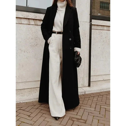 Longline tailored coat with notched lapels for women | Celeste