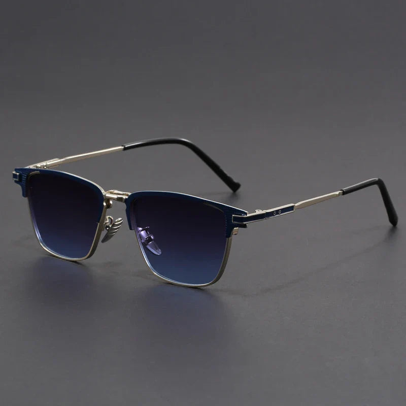Polarized half-frame sunglasses with ergonomic fit for men | Voltage Retros