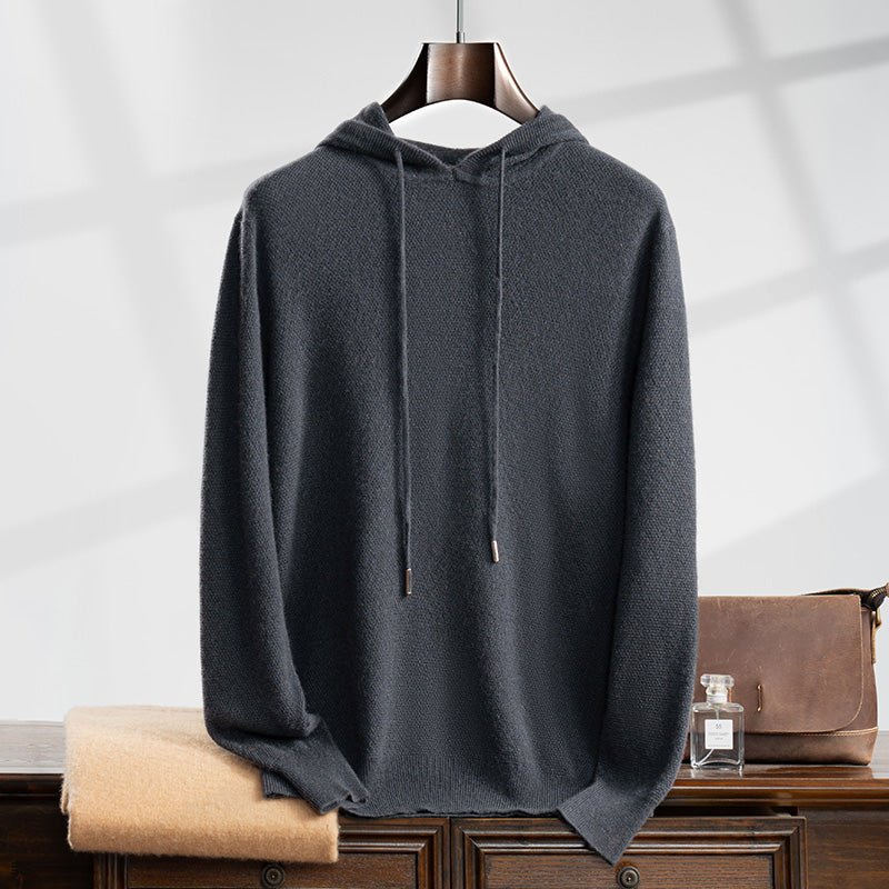 Lightweight relaxed knit hoodie with ribbed trim for men | Alvara