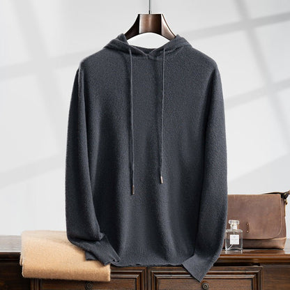 Lightweight relaxed knit hoodie with ribbed trim for men | Alvara