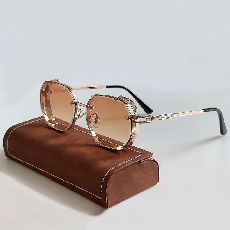 Vintage style polarised aluminium frame sunglasses for men | Steampunk -3