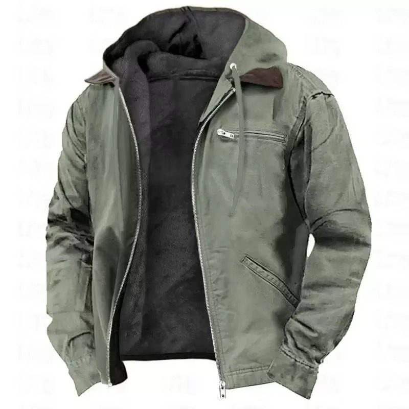 Heavyweight hooded workwear jacket with relaxed fit for men | Grayson