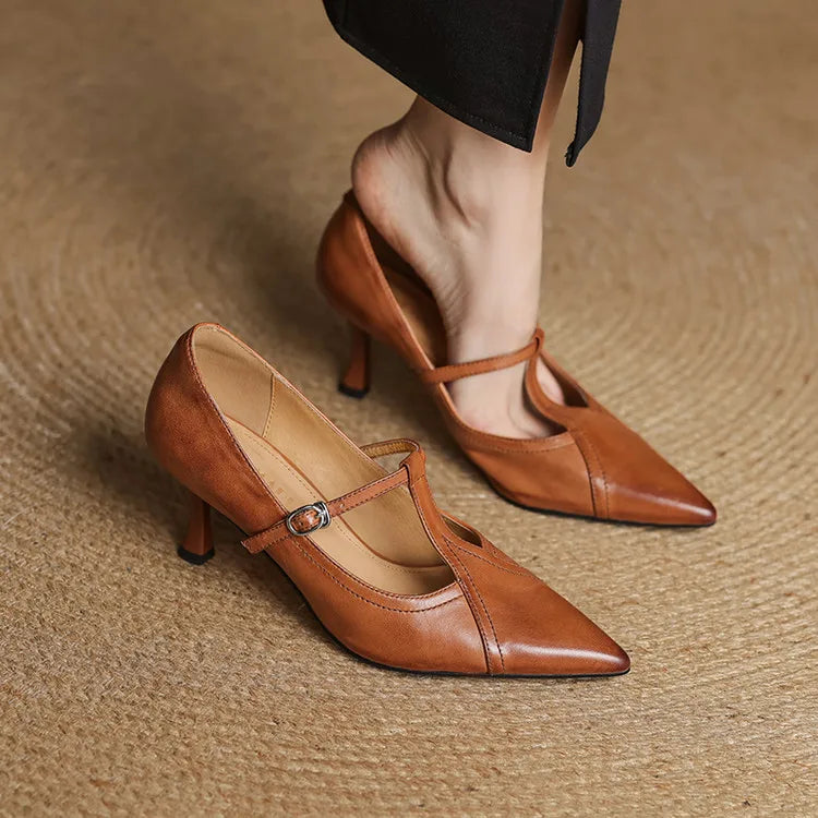Pointed Toe Buckle Strap Stiletto Heels for women | Alessandra