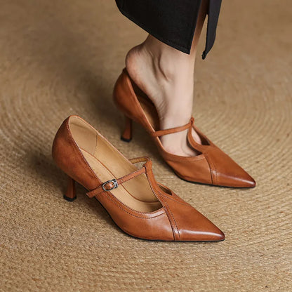 Pointed Toe Buckle Strap Stiletto Heels for women | Alessandra
