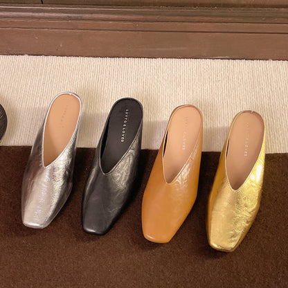 Lightweight flattering vegan leather slip-on flats for women | Vale -12